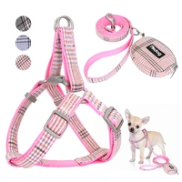 cute dog harness adjustable nylon pet puppy chihuahua harness vest dog leash set pink for small medium dogs cats pet products