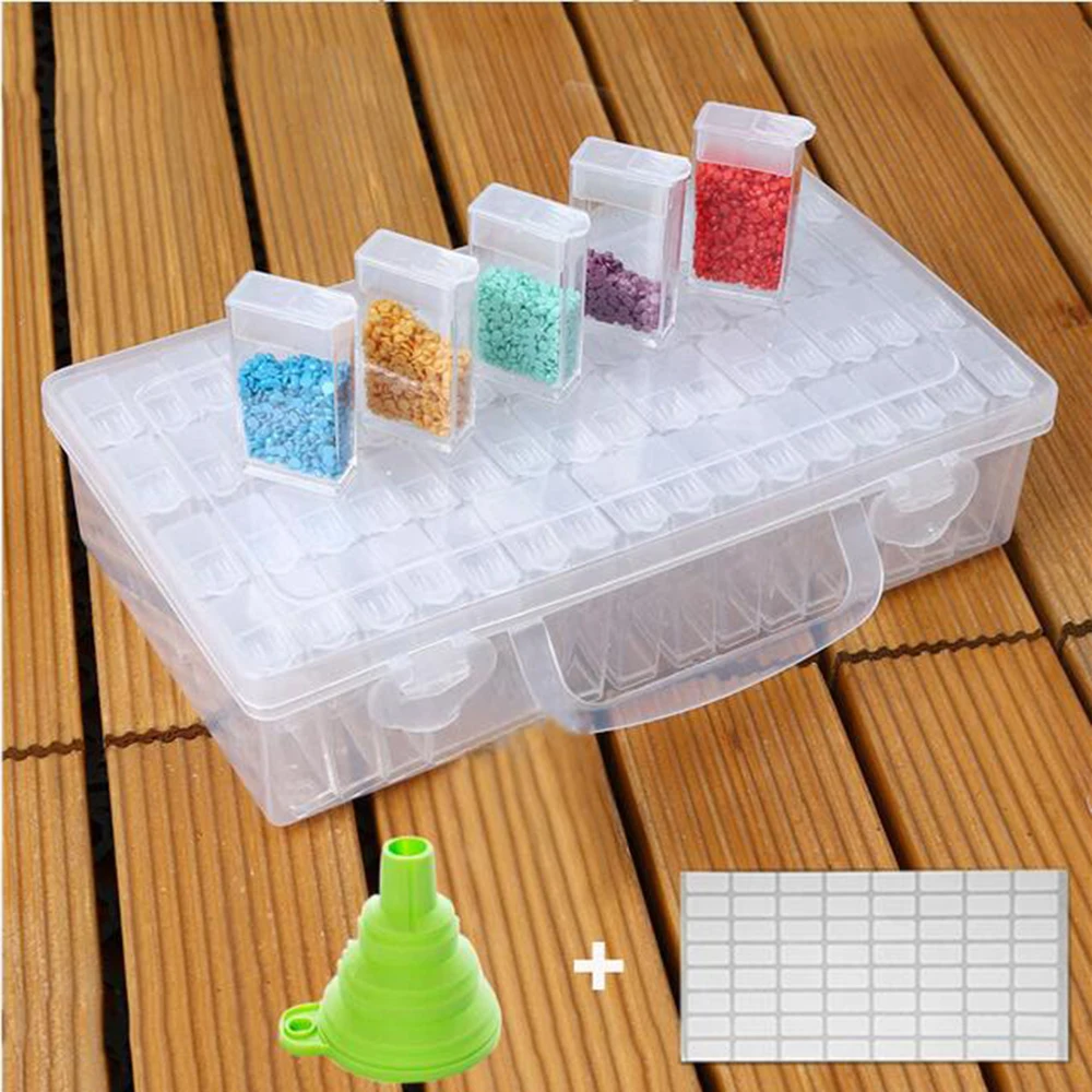 

42 Slot Transparent Plastic Storage Box Diamond Painting Accessories Tool Nail Art Rhinestone Bead Storage Box