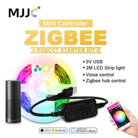 2m zigbee 5v usb led strip rgbcct smart ambilight tv strip light by alexa echo plus voice control zigbee hub smartthings
