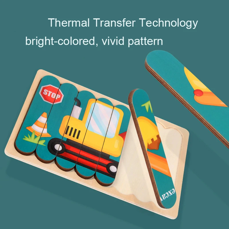 Деревянные пазлы в форме бара Монтессори игрушки животные Фрукты DIY Строительные