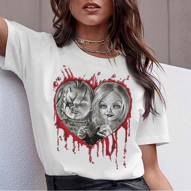 Vintage T Shirt 4 Женская футболка с принтом «ужас Чаки», Женские винтажные летние футболки с коротким рукавом, свободные женские футболки, модные белые топы - Цвет: Vintage T Shirt 4