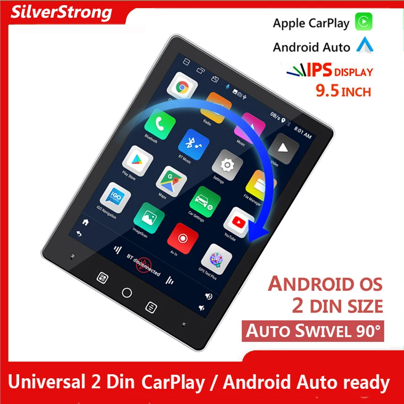 

2 DIN Auto Android OS 2 Din Car radio Multimedia Video Player Universal auto Stereo CarPlay 9.5 Inch, Auto-Rotary,Tesla Android
