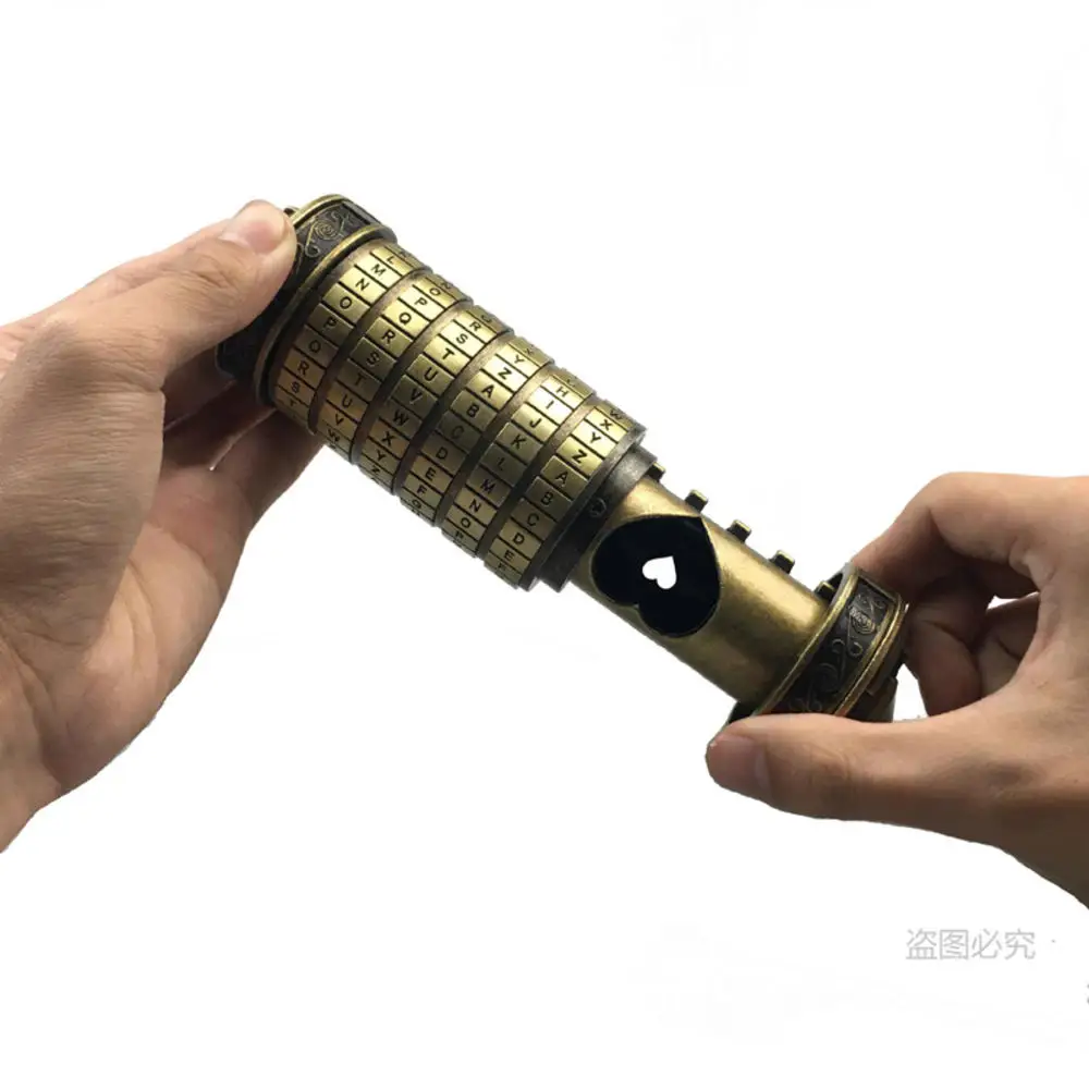 

2021 Leonardo Da Vinci Code Toys Metal Cryptex Locks Wedding Gifts Valentine's Day Gift Letter Password Escape Chamber Props