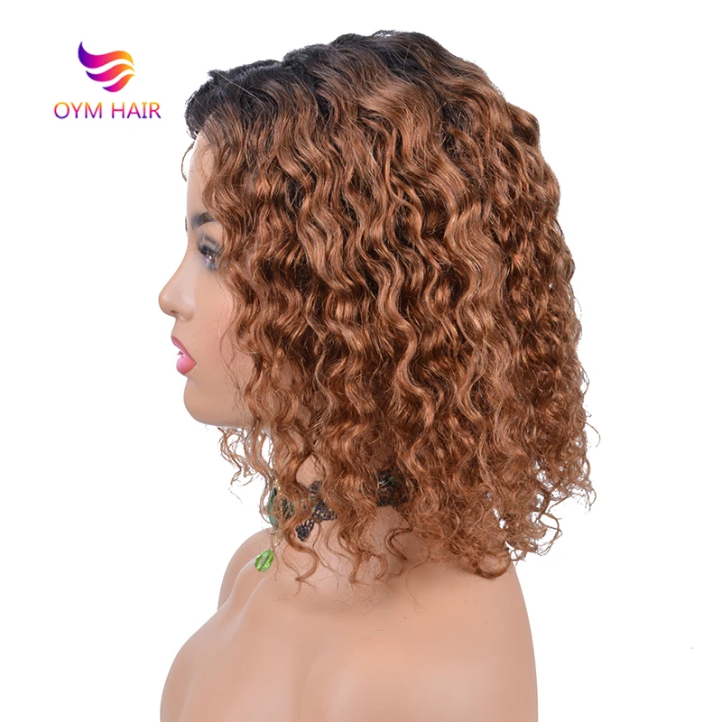 OYM Короткие вьющиеся человеческие волосы парики для черных женщин бразильские Remy
