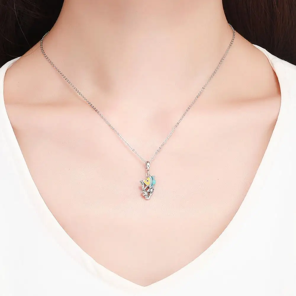 Лидер продаж 925 пробы Серебряный подводный мир тропическая рыба Эмаль Шарм