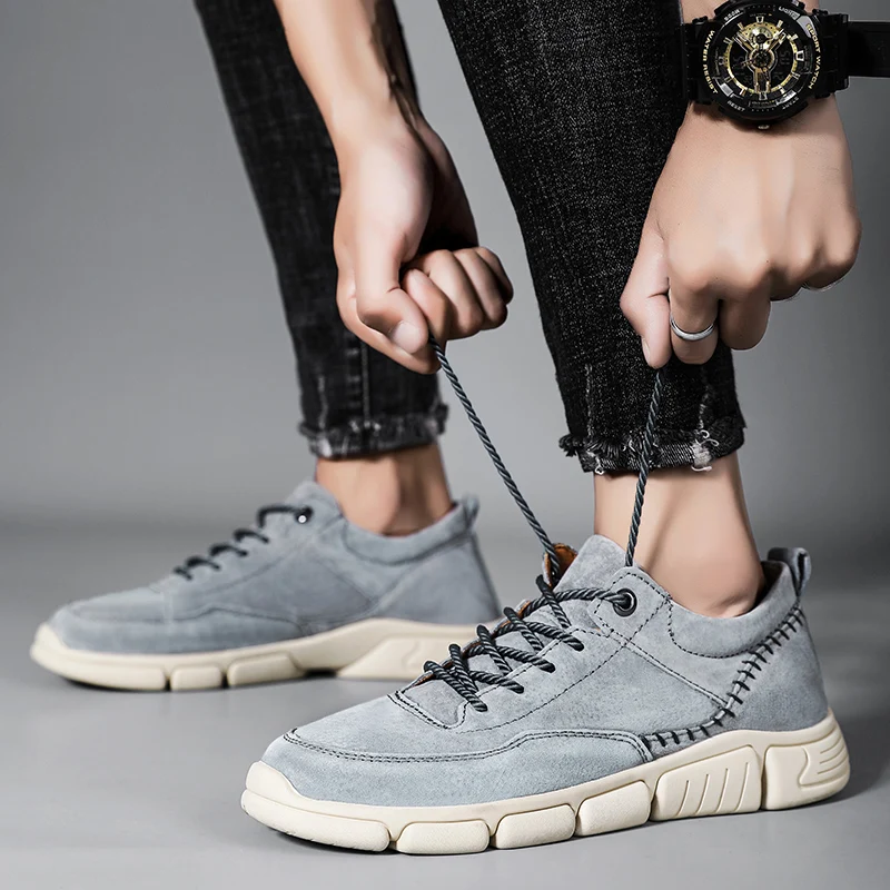

Men Designer Leather Casual Shoes Spring Autumn Minimalist Loafers Fashion Flats British Suede Sneakers Calzado Zapatos Hombre