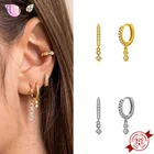 Серьги-кольца из серебра 925 пробы с фианитами