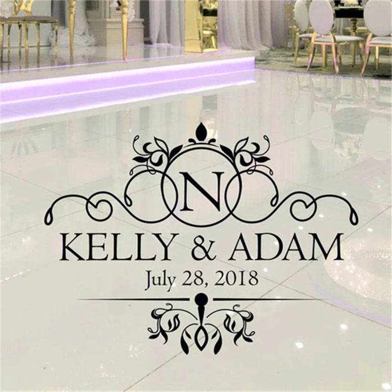 

Wedding Dance Floor wall sticker Vinyl room decoration name Decal Personalized Romantic Valentine Wall Decals home decor HY131