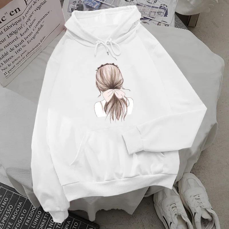 Hoodies oversized print Girl Pocket Sweatshirts Hooded Harajuku Spring Casual Vintage Korean Pullovers Women sweetshirts
