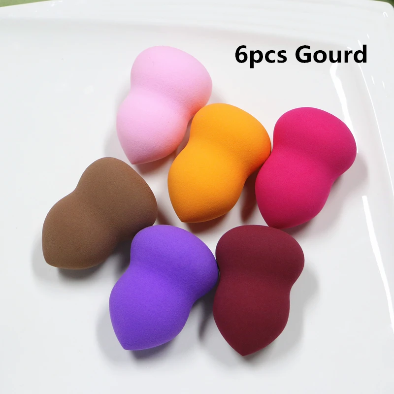 6pcs Gourd Sylyne, 6 шт./лот, большая губка для макияжа, пуховая тыква/капля воды, косметика, макияж, основа, маска, красота, губка, пудра, пуховка - Цвет: 6pcs Gourd