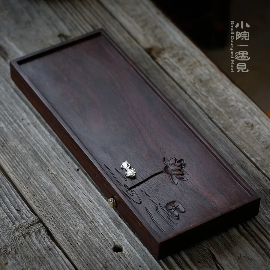 

Natural Wood Tea Tray Drainage Chinese Creative Water Storage Tea Tray Ceramic Handmade Bandeja Madera Kitchen Teaware DE50CP