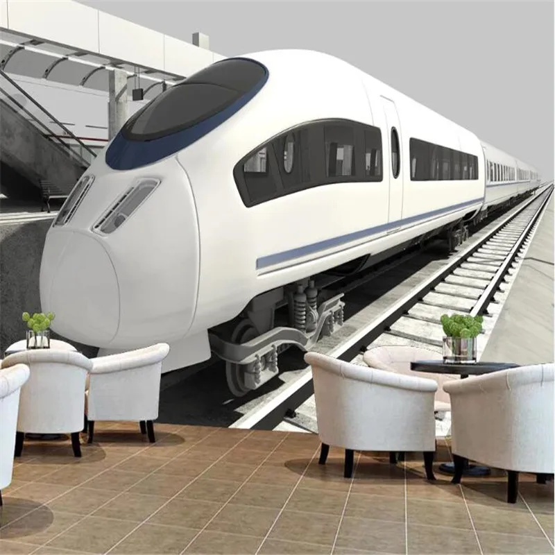 Пользовательские обои роспись 3D стерео HD Поезд Локомотив фон роспись|Обои| |