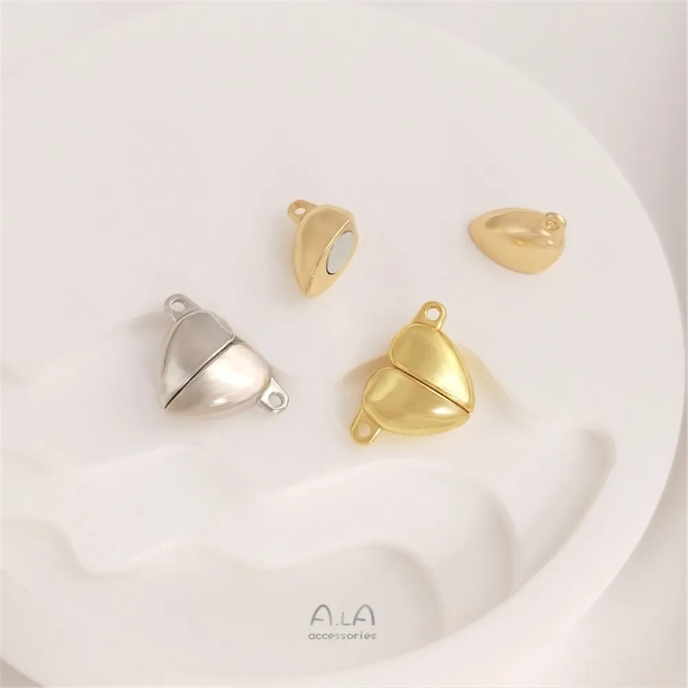 

Magnetic clasp 14K gold heart magnetic clasp heart shaped magnetic attachment clasp DIY necklace accessories end accessories