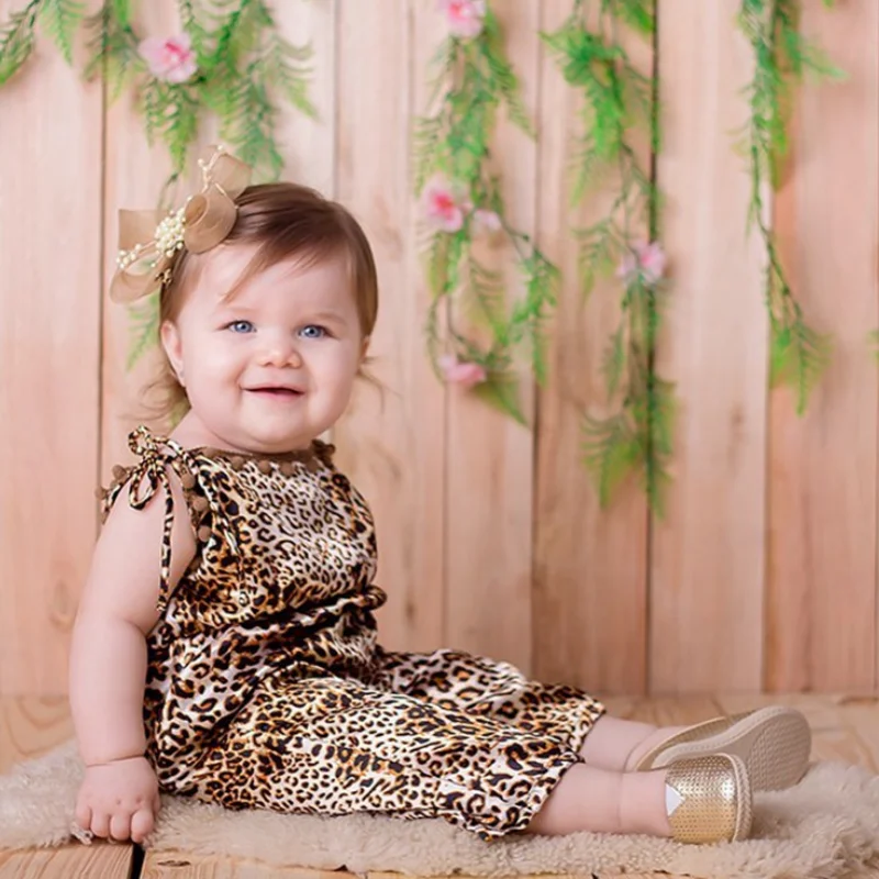 

Baby Girl Leopard Braces Rompers Newborn Infant Toddler Strappy Jumpsuit Outfits Sleeveless ropa bebe Sunsuit Baby Belt Clothes