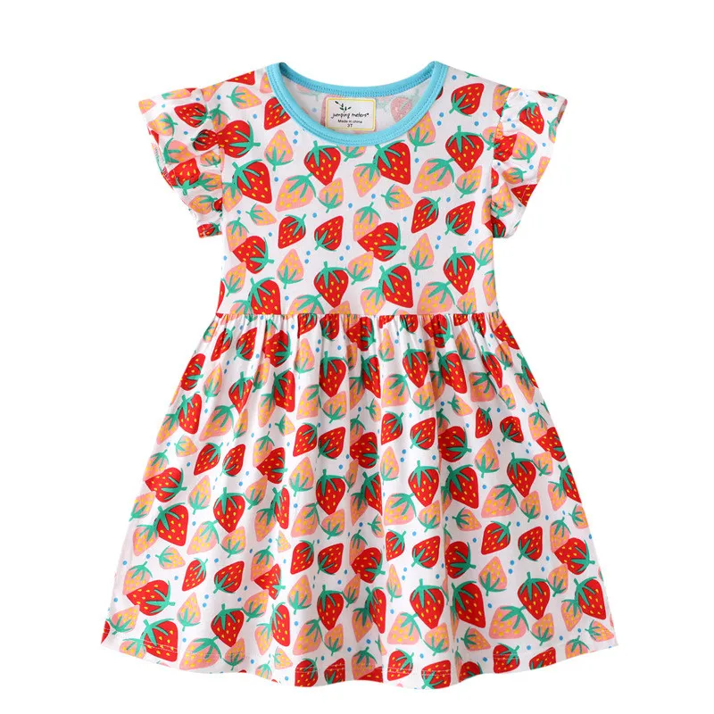 

Baby Girls Summer Cartoon Apple Dress New Designed Short Sleeves Clothes Kids New Fashion Princess Dresses