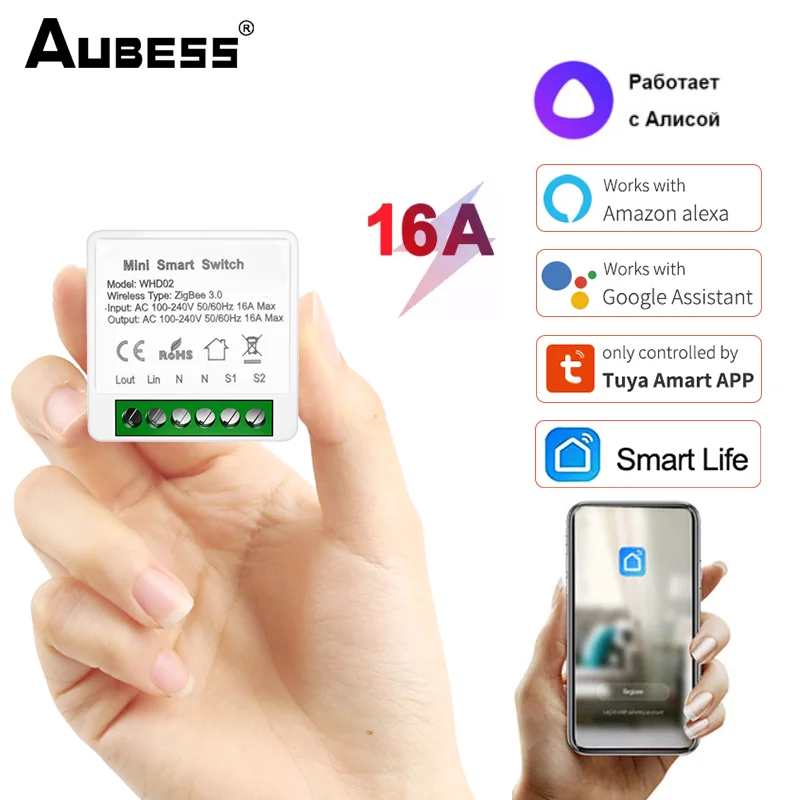 

Aubess16A Tuya Zigbee Wireless Switch DIY Two-Way Control Smart Life APP Remote Timing Works With Alexa Google Home Yandex Alice