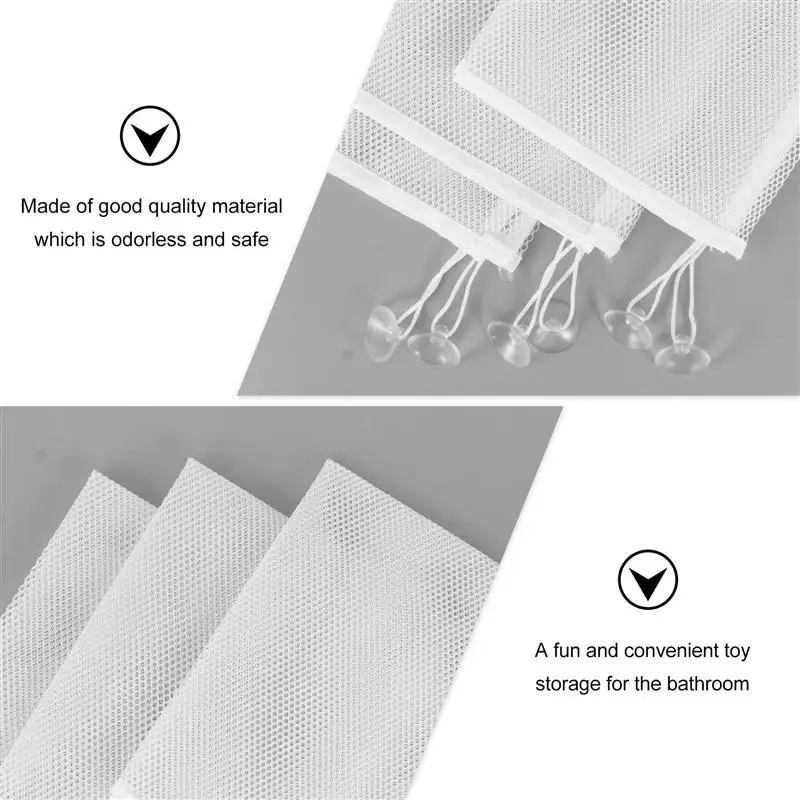 

3pcs Wall-mounted Kid Toy Storage Bag Mesh Bag Hanging Storage Container