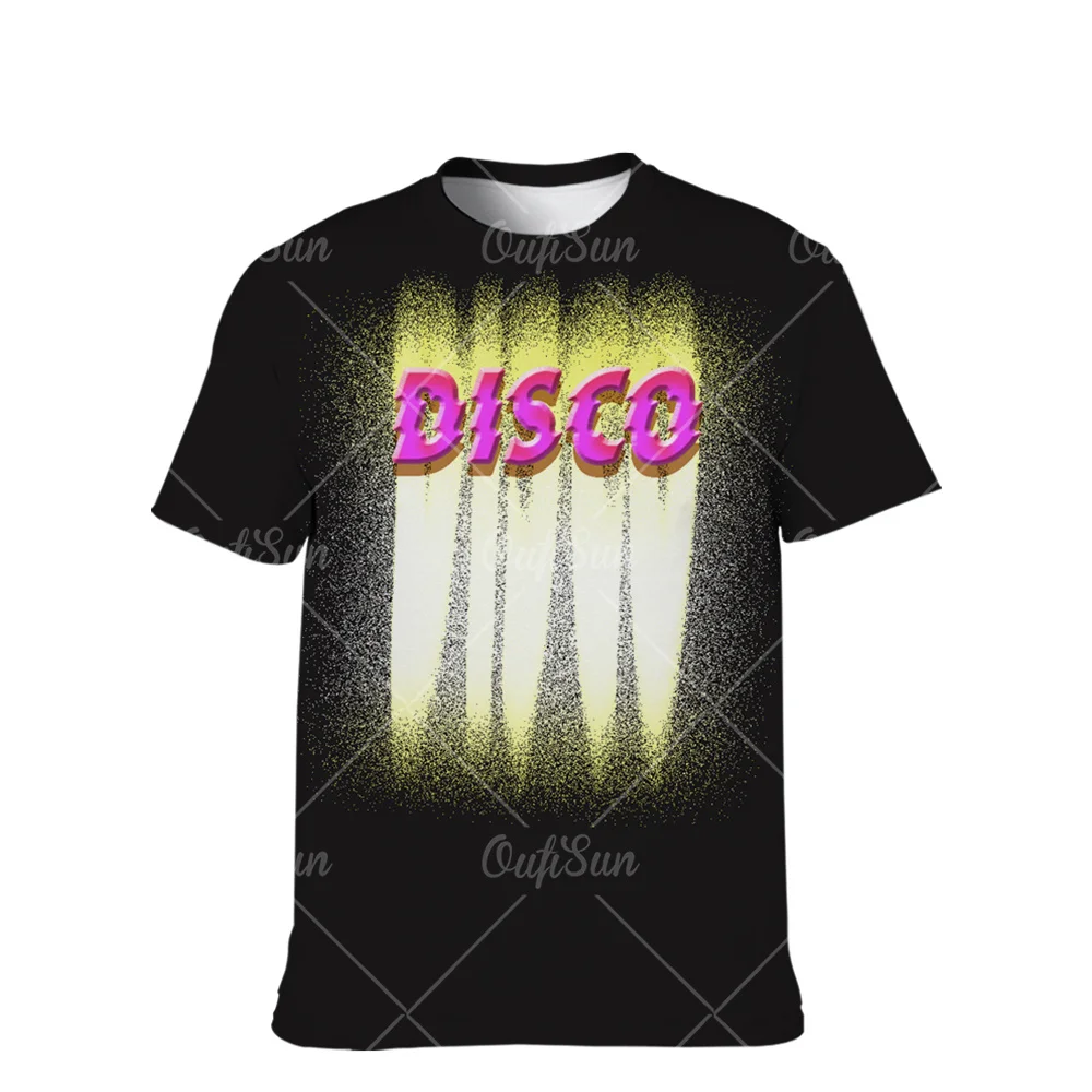 

Trendy 3D Letter Print Disco Style T Shirt Men Hip Hop Rock Party Short Sleeve Tees Summer Oversized O Collar Casual Clothes 6XL