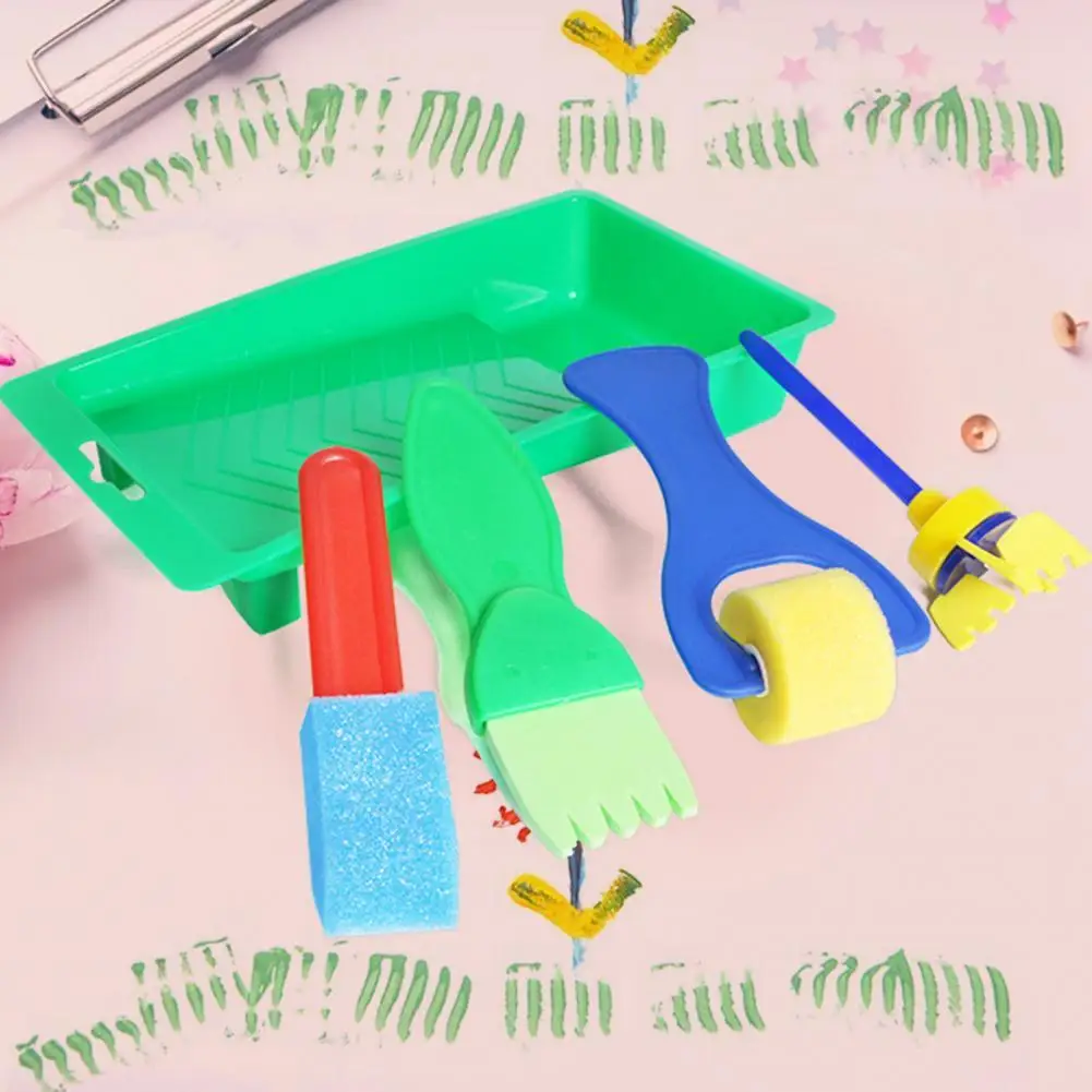 

5pcs/set Children Sponge Paint Brushes Drawing Tools for Children Early Painting Arts Crafts DIY brinquedos infantil menina 2021
