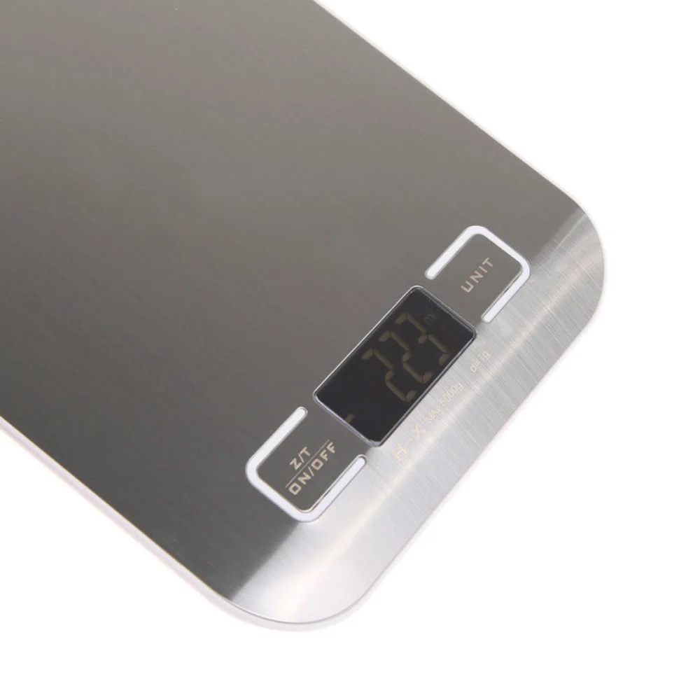 11 LB / 5000g Electronic Kitchen Scale Digital Food Scale Stainless Steel Weighing Scale LCD High Precision Measuring Tools