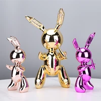 cute balloon rabbit statue resin sculpture animal figures home decor modern nordic home decoration accessories for living room