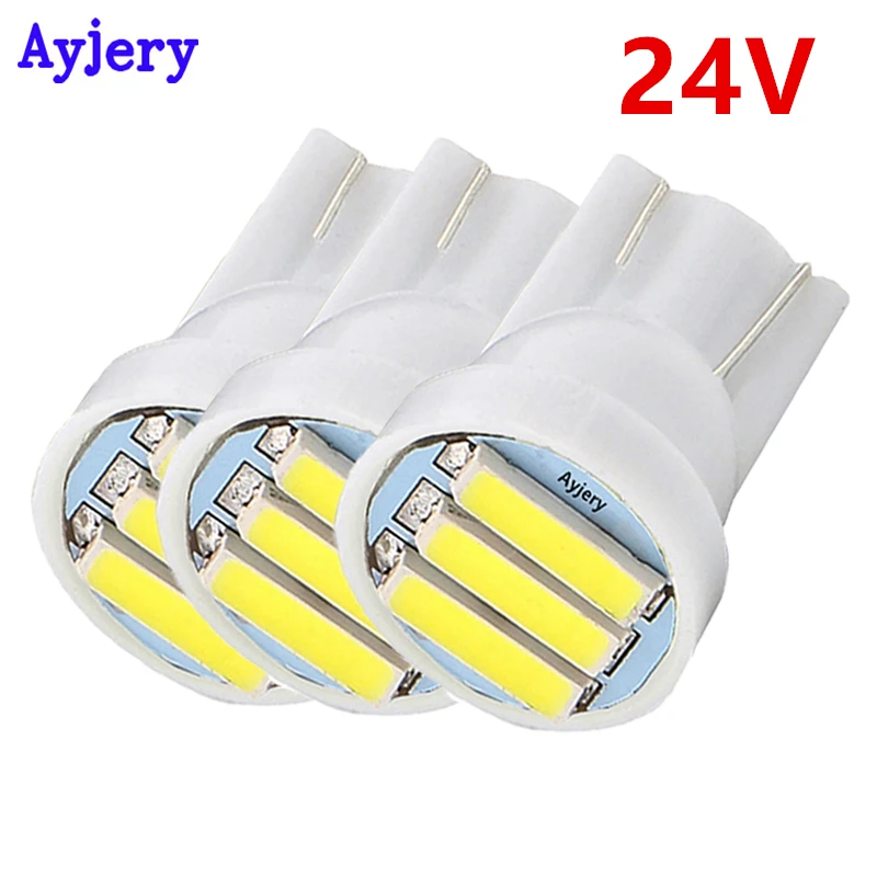 AYJERY автостайлинг! 100X 24V светодиодный T10 3 SMD 7014 3SMD 7020 белый W5W Wedge Bulb номерной знак