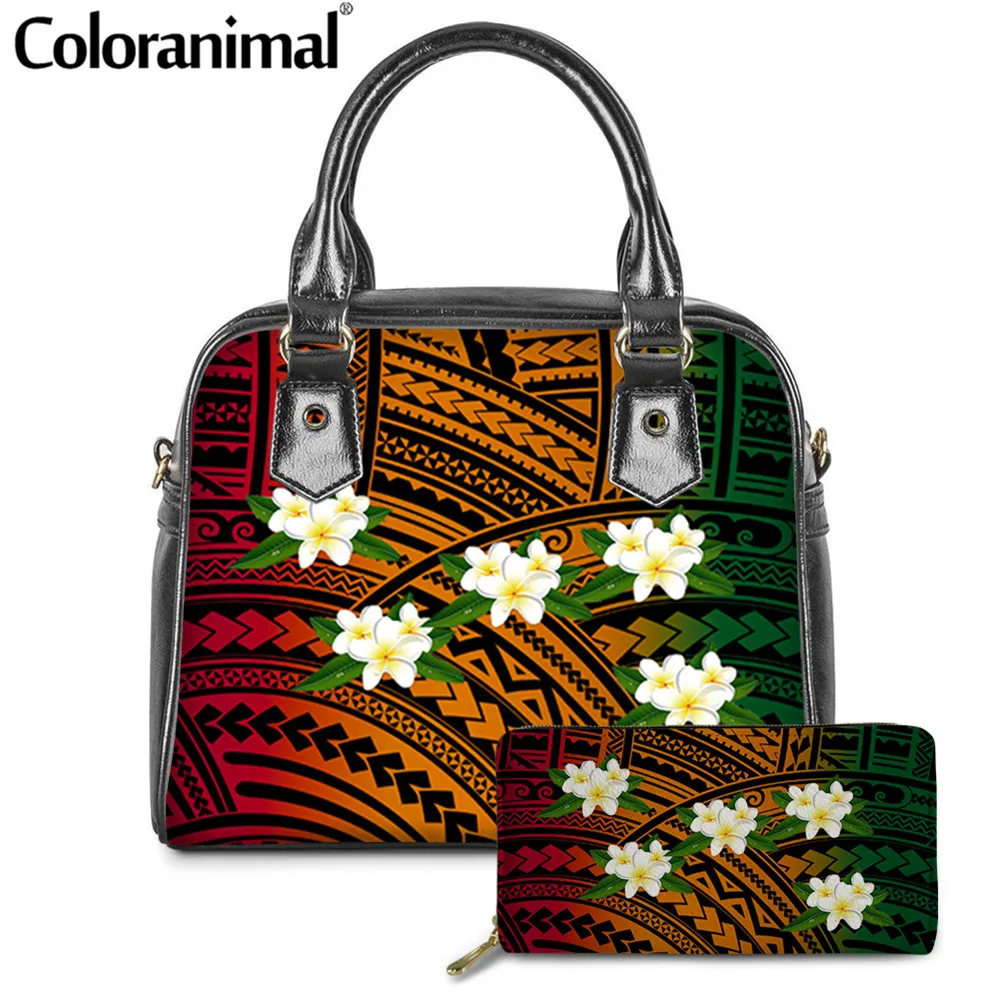 Coloranimal Племенной Стиль леди сумка градиент полинезийская Плюмерия и принт