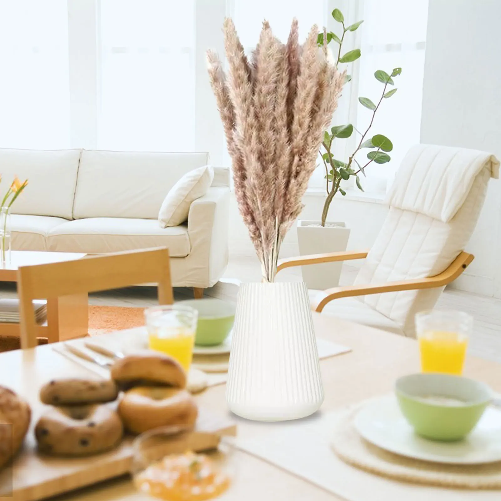 

15PCS Natural Dried Reed Grass DIY Literary Elegance For Home Wedding Decoration Dry Flower Phragmites Flower Bunch