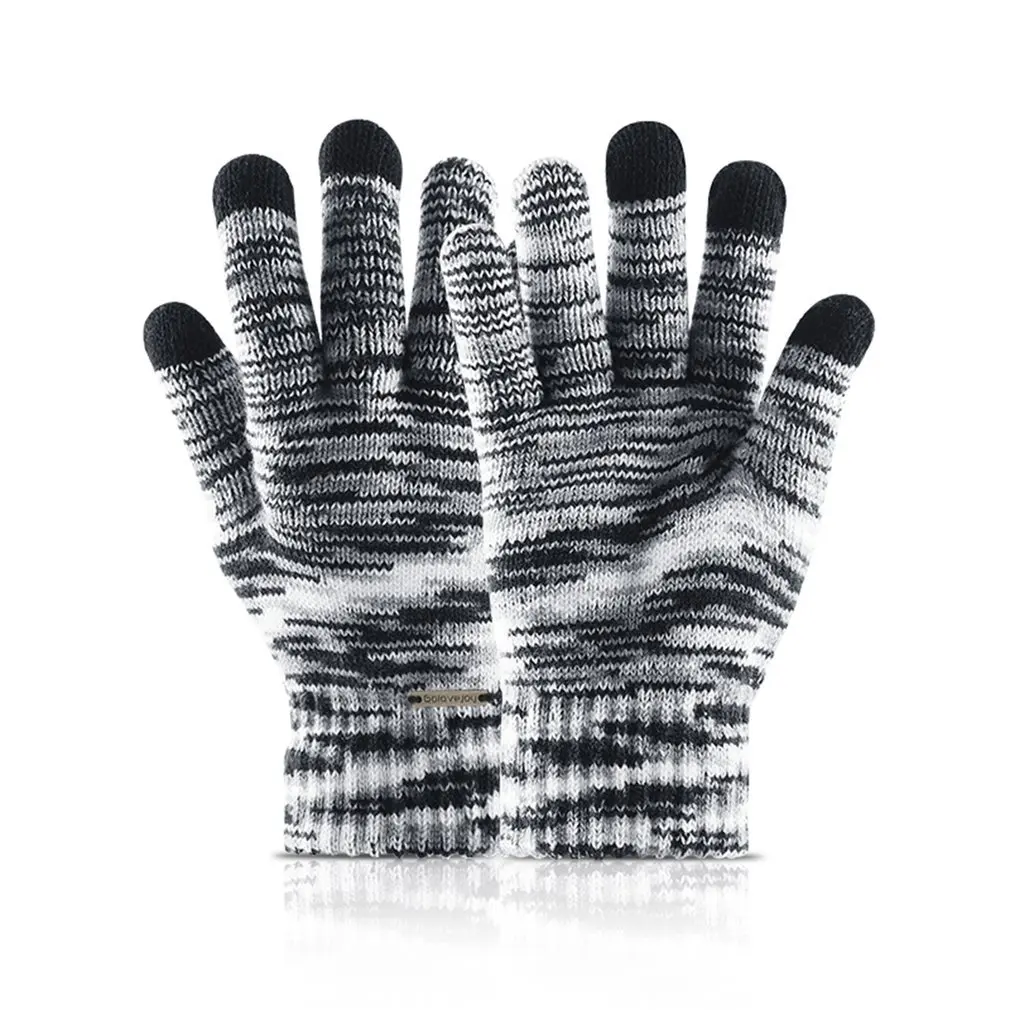 

DZ31 Outdoor Knitted Gloves Touch Screen Thicken Man Riding Full Finger Soft Riding Gloves Stretch Knit Mittens