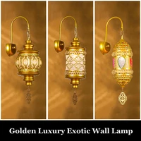 retro golden luxury wall lamp feature exotic restaurant bar cafe aisle corridor led wall light bedroom lighting lamp