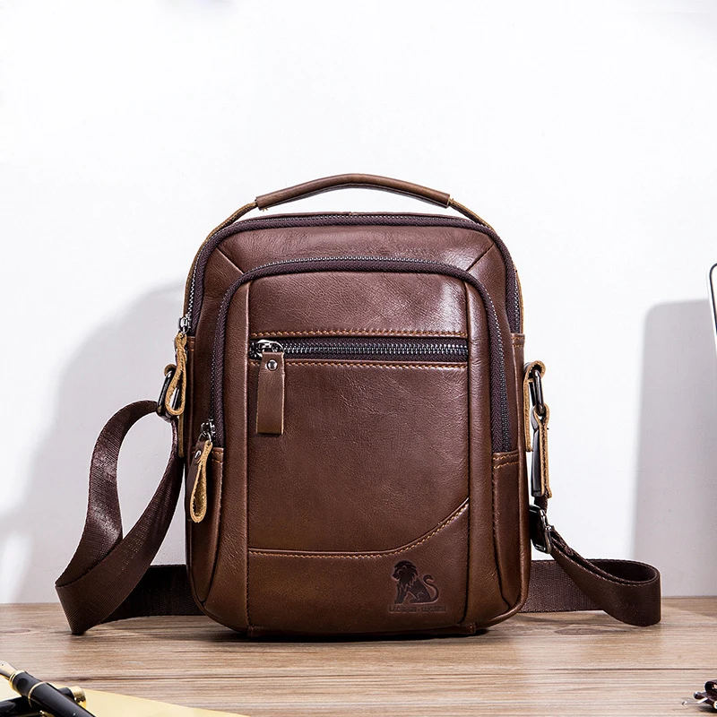 Новый дизайн брендовая мужская сумка через плечо из натуральной кожи маленькая