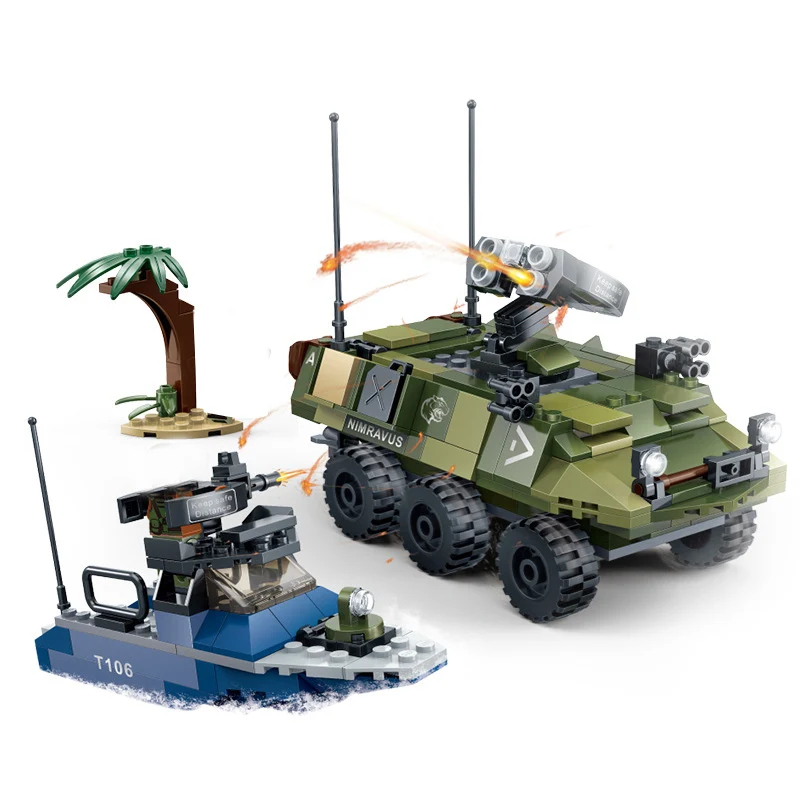 

2021 World War 2 WW2 Army Military Soldier City Police SWAT Beach Ianding Battle Building Block MOC Model DIY Bricks Kids Toys