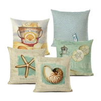 ocean sea conch retro style cushions cover high quality decorative pillows for sofa bed car home woven linen throw pillow case