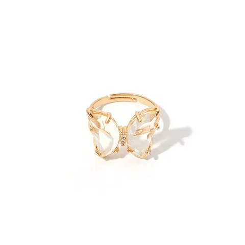 Женские кольца, разноцветные открытые кольца в форме бабочки с кристаллами, простые свадебные кольца для женщин, подарок