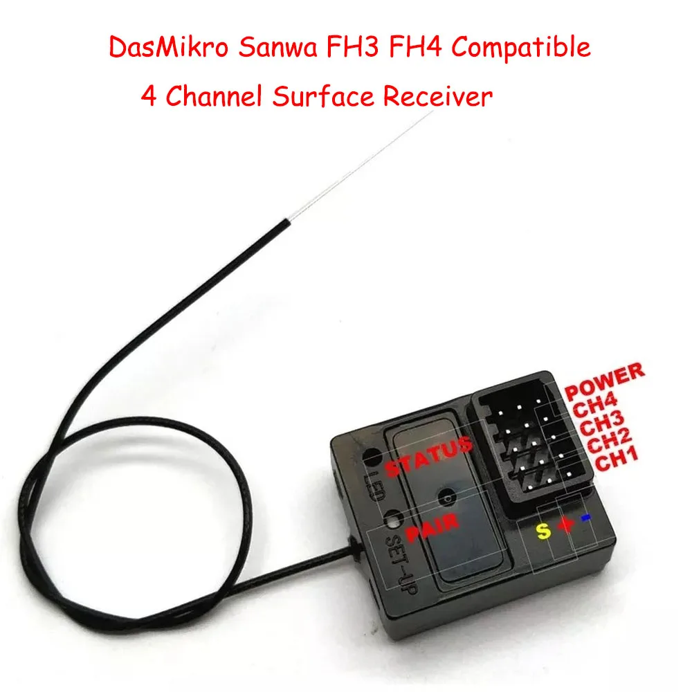 

Приемник для Sanwa Micro dasfh3 FH4, 4-канальный поверхностный приемник для Sanwa, запчасти для гоночных радиоуправляемых автомобилей