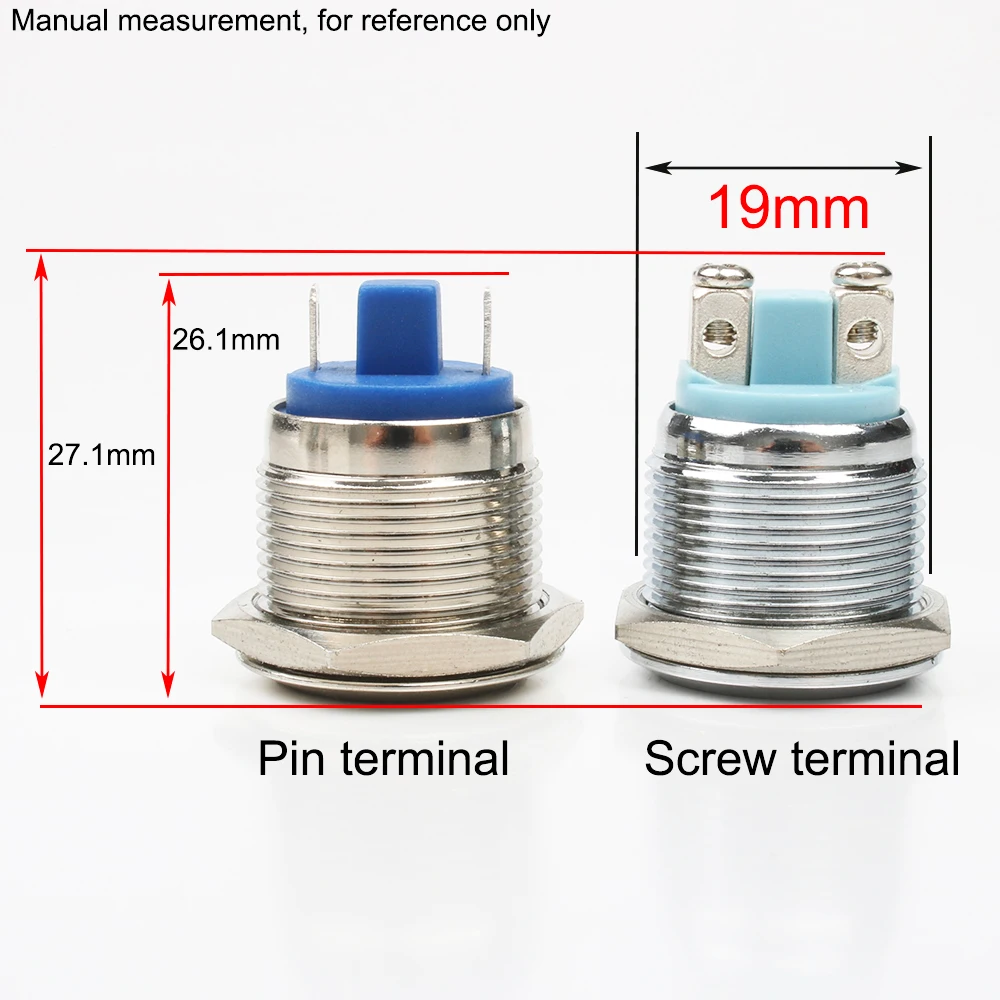 Переключатель с нажимной кнопкой из оксида алюминия 19 мм плоская головка 1NO