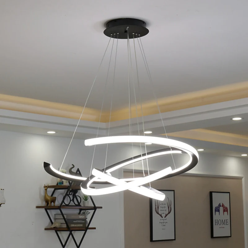 買取 現代のledペンダントライトダイニングルームバーrestanturantマット黒/白90-260vペンダントランプ器具ランプ
