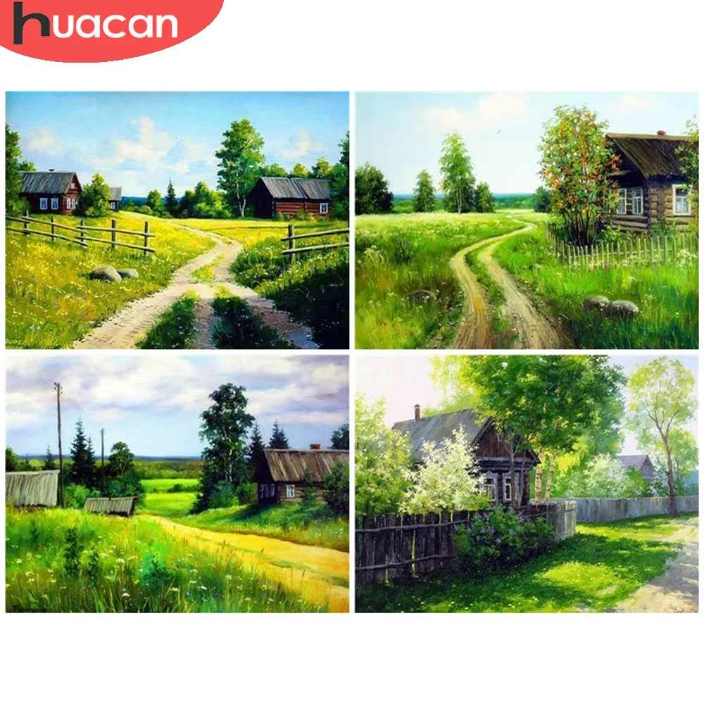 

Алмазная живопись HUACAN, деревенский пейзаж, вышивка крестиком, искусственная мозаика, украшение для дома