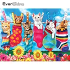 Evershine Алмазная вышивка кошка искусство стены Алмазная мозаика Полный квадратный раунд животные картина стразы подсолнечник домашнего декора