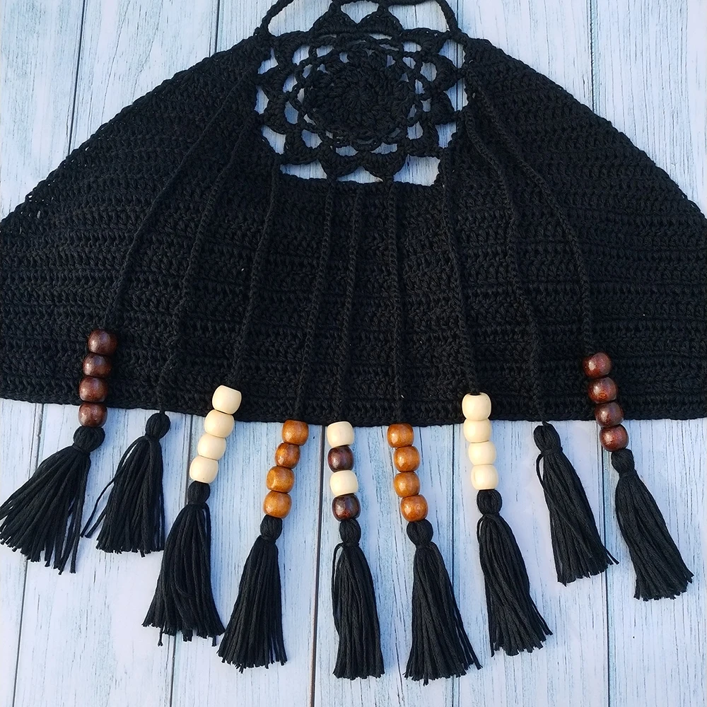Сексуальный женский бикини с кисточками Топ Белый Boho пляжный купальник бахрома вязаная крючком бикини бюстгальтер Холтер Лифчики майка Купальник Горячая Распродажа