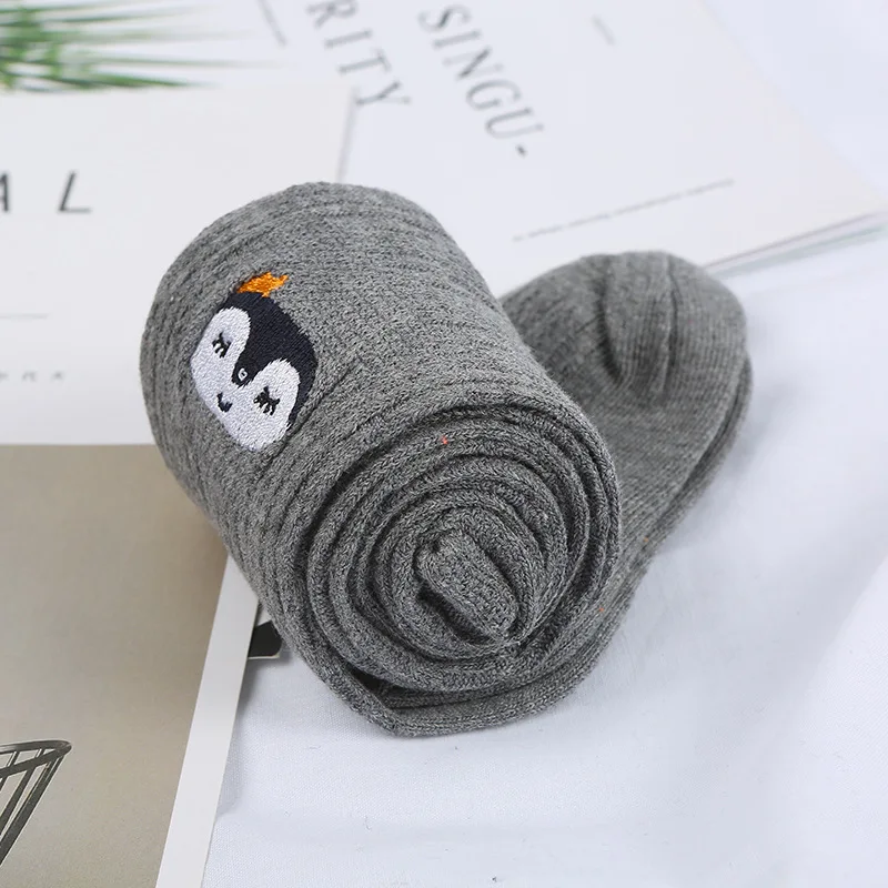 Dark Gray Детские колготки с героями мультфильмов; хлопковые колготки для девочек; колготки с вышивкой и героями мультфильмов; милые длинные чулки; теплые колготки на осень и зиму - Цвет: Dark Gray