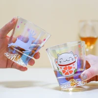 japanese style whisky cup same fuji mountain glass cup heat resistant glass water cup ice coffee cup glass drinkware shot glass