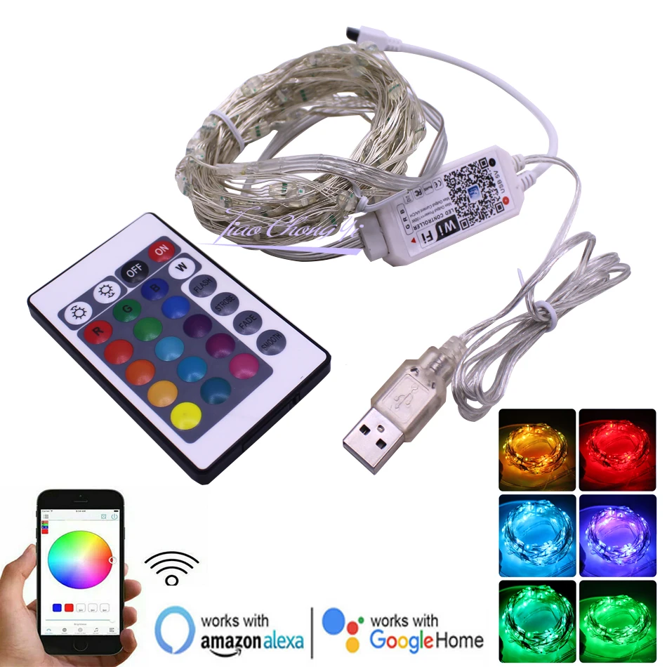 

Умная гирлянда RGB с Wi-Fi, футов, 100 светодиодов
