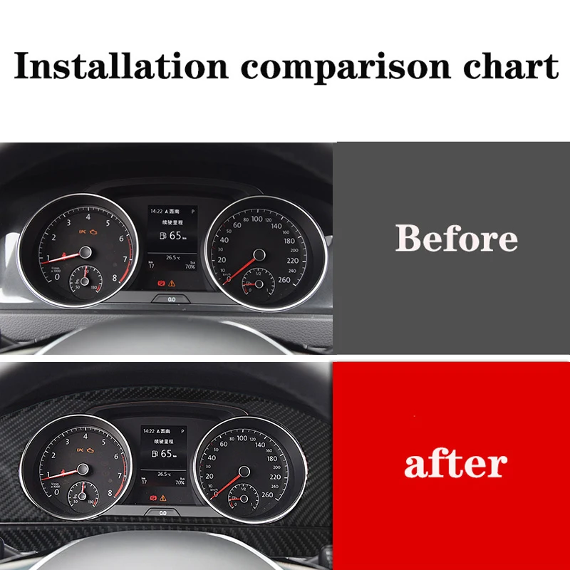 

Carbon Fiber Car Interior instrument panel frame sticker Protection Trim For Volkswagen VW Golf 7 GTI-MK7 2014-2019
