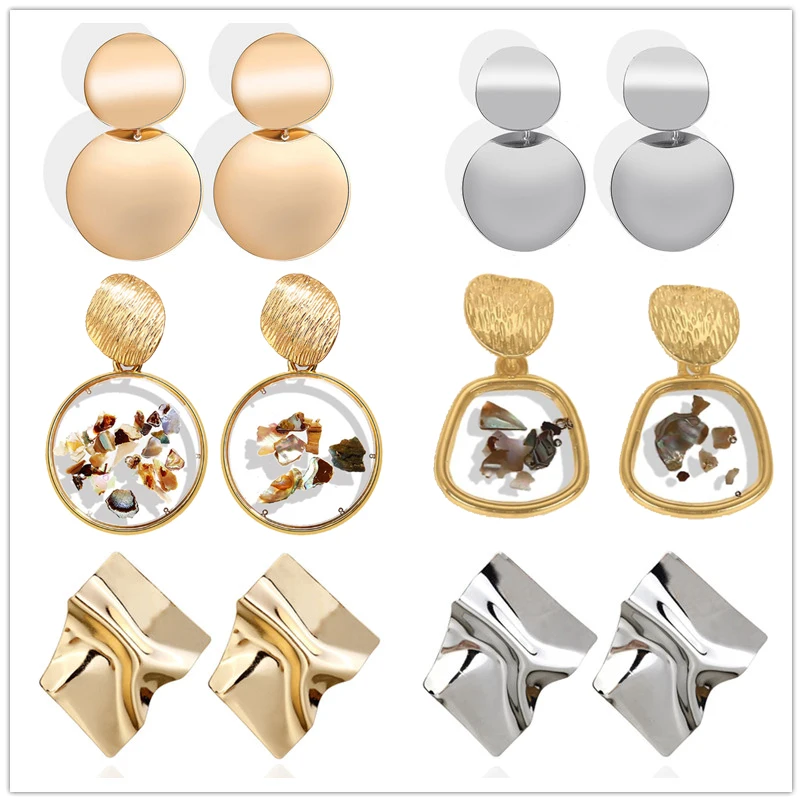 Большие висячие серьги для женщин геометрические Эффектные женские модные