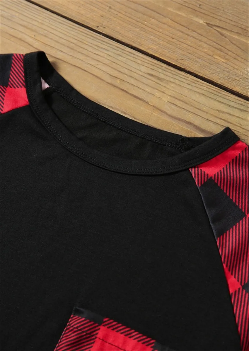 Женская футболка в клетку с длинным рукавом и карманом | одежда