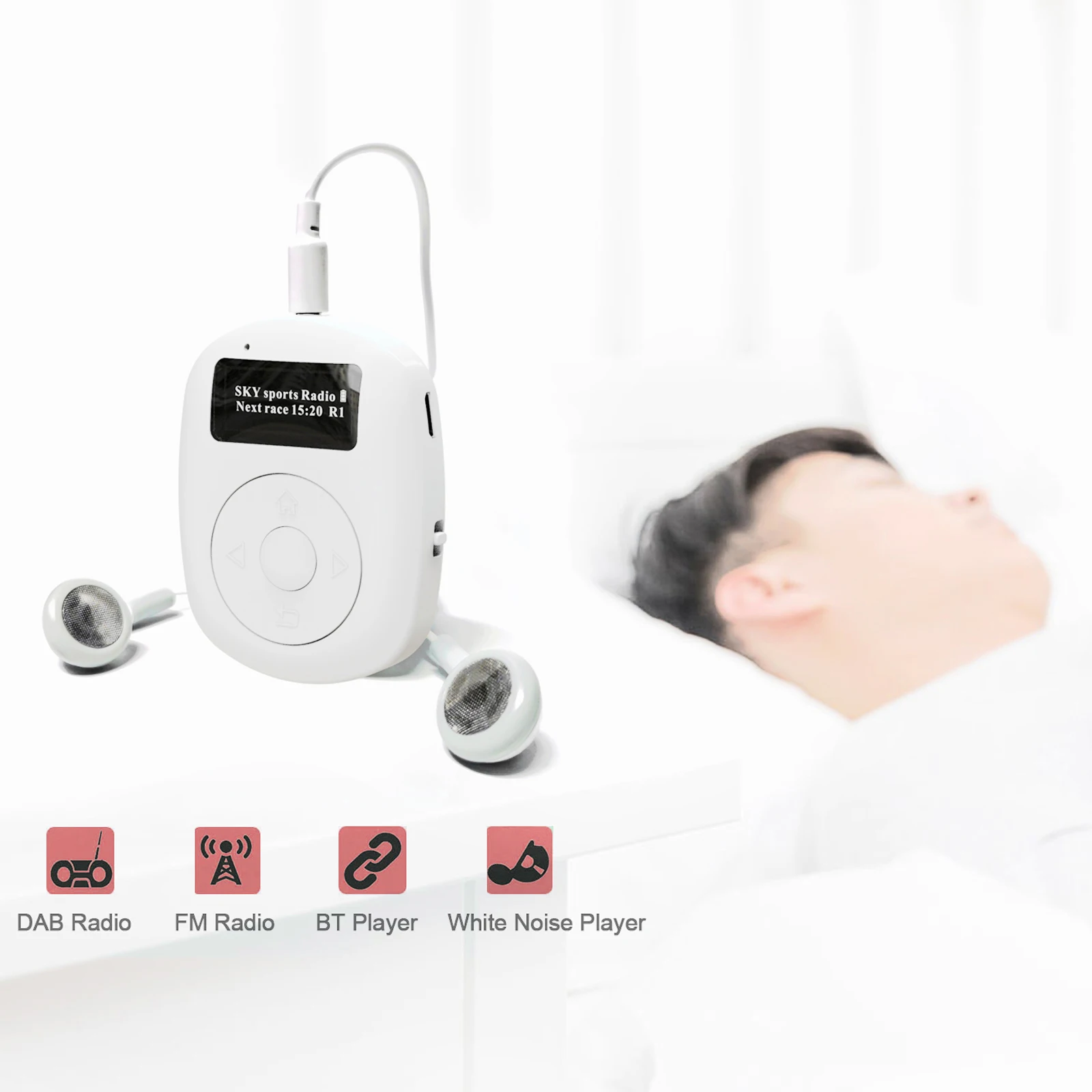 DAB FM цифровое радио мини карманный приемник BT музыкальный плеер белый шум с