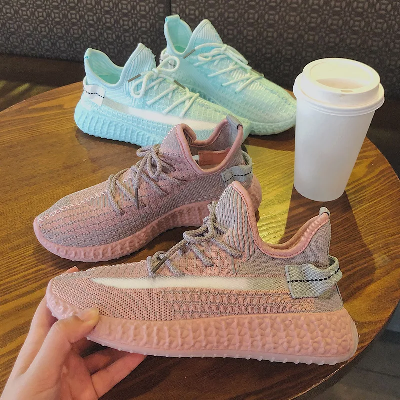 

Flying woven coconut shoes female 2020 summer starry angel sports running casual shoes a23