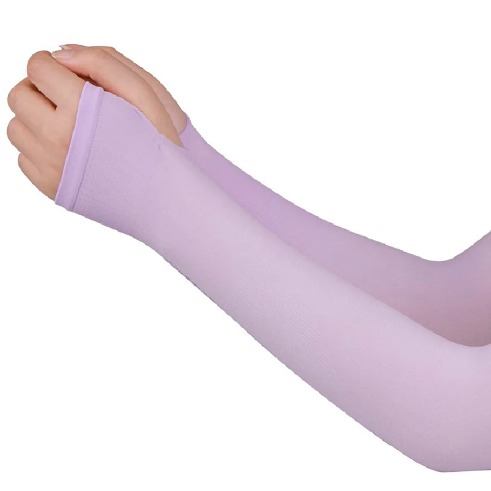 

1 Pair Thin Long Arm Sleeves Sun Protection Protect The Skin Sleeve Ice Silk Armguards Cycling Sleeve For Men Women