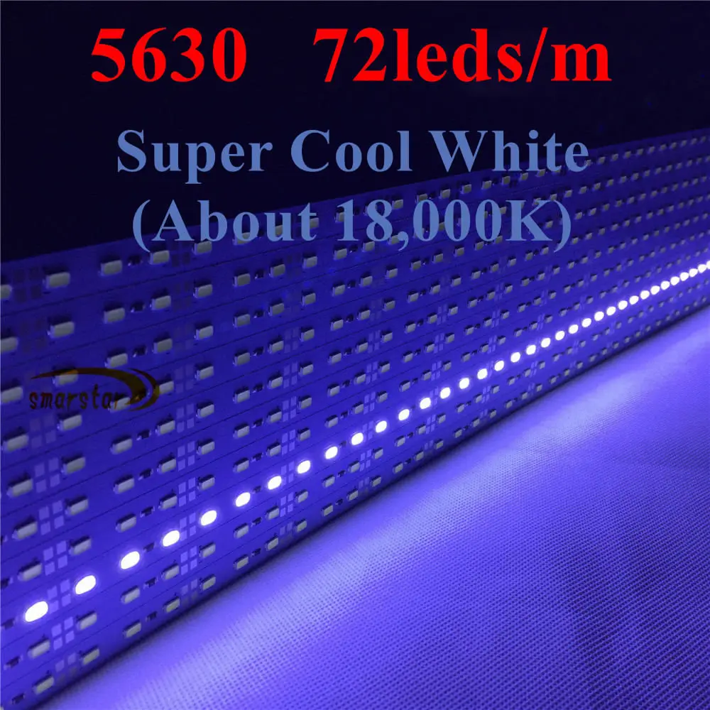 Super Cool White 10X0,5 M 5630(5730) светодиодный свет полосы жесткий бар светодиодное освещение, Лампа DC 12 вольт 72 светодиодный s/m общая длина 5 метров - Испускаемый цвет: Super Cool White